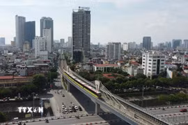 Tuyến đường sắt đô thị đoạn Nhổn-Ga Hà Nội. (Ảnh minh họa: Huy Hùng/TTXVN)