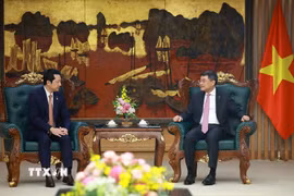 Thủ tướng Lê Minh Hưng tiếp Bộ trưởng Bộ Thanh tra Campuchia Sok Soken. (Ảnh: Dương Giang/TTXVN)