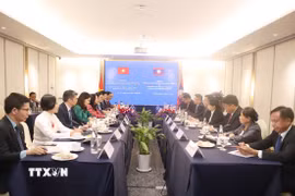 Hội đàm giữa Bộ Văn hóa, thể thao và du lịch Việt Nam với Ban Tuyên huấn Trung ương Đảng Nhân dân cách mạng Lào. (Ảnh: Xuân Tú/TTXVN)