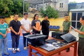 Sau quá trình điều tra, làm rõ, đến nay Cơ quan An ninh điều tra công an tỉnh Thanh Hóa đã quyết định khởi tố vụ án, khởi tố bị can và ra lệnh tạm giam đối với 8 đối tượng. (Ảnh: TTXVN phát)