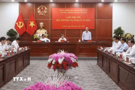 Quang cảnh buổi làm việc. (Ảnh: Tuấn Phi/TTXVN)
