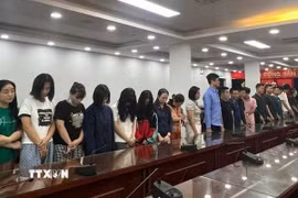 Các đối tượng liên quan đến vụ án bị Cơ quan Cảnh sát điều tra, Công an thành phố Hà Nội khởi tố. (Ảnh: TTXVN phát)