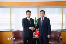 Đại tướng Phan Văn Giang (phải) và ông John Noh, Trợ lý Bộ trưởng Bộ Chiến tranh Mỹ. (Ảnh: Đoàn Hùng/TTXVN)