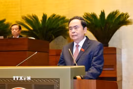 Chủ tịch Quốc hội Trần Thanh Mẫn phát biểu bế mạc Kỳ họp. (Ảnh: Doãn Tấn/TTXVN)