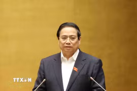 Thủ tướng Phạm Minh Chính trình bày Chuyên đề 1 "Nội dung trọng tâm, cốt lõi của Nghị quyết số 68-NQ/TW, ngày 4/5/2025 của Bộ Chính trị về phát triển kinh tế tư nhân và Kế hoạch hành động thực hiện Nghị quyết." (Ảnh: Phương Hoa/TTXVN)