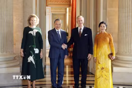 Tổng Bí thư, Chủ tịch nước Tô Lâm và Phu nhân Ngô Phương Ly hội kiến Nhà Vua Bỉ Philippe và Hoàng hậu Mathilde. (Ảnh: Thống Nhất/TTXVN)