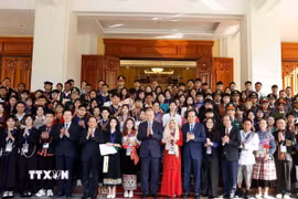 Tổng Bí thư Tô Lâm gặp mặt học sinh, sinh viên, thanh niên dân tộc thiểu số xuất sắc, tiêu biểu. (Ảnh: Thống Nhất/TTXVN)