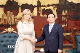 Phó Thủ tướng Hồ Quốc Dũng tiếp bà Ekaterina Zaharieva, Cao ủy Liên minh châu Âu phụ trách Nghiên cứu, Khởi nghiệp và Đổi mới sáng tạo. (Ảnh: TTXVN phát)