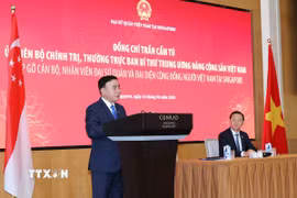 Thường trực Ban Bí thư Trần Cẩm Tú phát biểu tại buổi gặp mặt. (Ảnh: Phương Hoa/TTXVN)