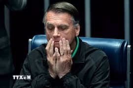 Cựu Tổng thống Brazil Jair Bolsonaro tại Brasilia. (Ảnh: THX/TTXVN)