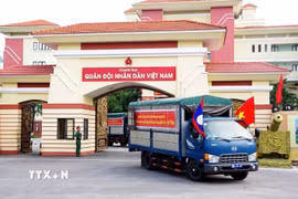 Đội tìm kiếm, quy tập hài cốt liệt sỹ số 1 lên đường thực hiện nhiệm vụ. (Ảnh: TTXVN phát)