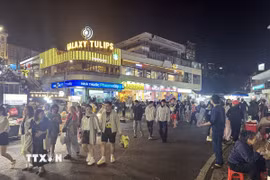 Chợ Đà Lạt là điểm thu hút nhiều du khách đến giải trí về đêm. (Ảnh: Chu Quốc Hùng/TTXVN)
