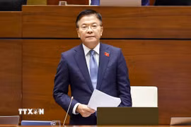 Phó Thủ tướng Chính phủ Lê Thành Long phát biểu giải trình, làm rõ một số vấn đề đại biểu Quốc hội nêu. (Ảnh: Doãn Tấn/TTXVN)