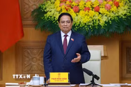Thủ tướng Phạm Minh Chính, Chủ tịch Hội đồng Thi đua-Khen thưởng Trung ương, kết luận phiên họp lần thứ 14 của Hội đồng. (Ảnh: Dương Giang/TTXVN)