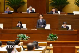 Bộ trưởng Bộ Khoa học và Công nghệ Nguyễn Mạnh Hùng giải trình, làm rõ một số vấn đề đại biểu Quốc hội nêu. (Ảnh: Doãn Tấn/TTXVN)