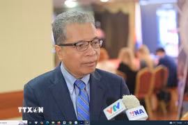 Đại sứ Việt Nam tại Liên bang Nga Đặng Minh Khôi trả lời phỏng vấn phóng viên TTXVN tại Nga. (Ảnh: Văn Hiếu/TTXVN)