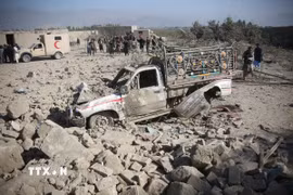 Thiệt hại sau loạt không kích của Pakistan tại tỉnh Nangarhar, Afghanistan ngày 22/2. (Ảnh: THX/TTXVN)