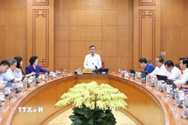 Đồng chí Trần Cẩm Tú, Ủy viên Bộ Chính trị, Bí thư Trung ương Đảng, Thường trực Ban Bí thư, phát biểu. (Ảnh: An Đăng/TTXVN)