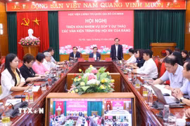 Quang cảnh Hội nghị triển khai nhiệm vụ góp ý vào Dự thảo Văn kiện Đại hội XIV của Đảng. (Ảnh: Văn Điệp/TTXVN)