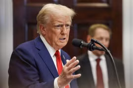 Tổng thống Mỹ Donald Trump phát biểu tại Nhà Trắng. (Ảnh: Getty Images/TTXVN)