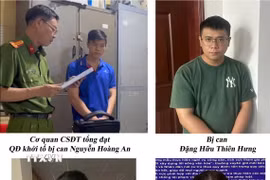 Các đối tượng tại cơ quan chức năng. (Ảnh: TTXVN phát)