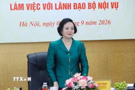 Phó Thủ tướng Phạm Thị Thanh Trà phát biểu chỉ đạo tại buổi làm việc với lãnh đạo Bộ Nội vụ. (Ảnh: Văn Điệp/TTXVN)
