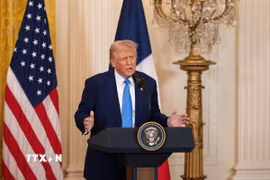 Tổng thống Mỹ Donald Trump trong một bài phát biểu tại Nhà Trắng. (Ảnh: THX/TTXVN)