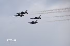 Máy bay Thunderbirds F-16 của Mỹ tại Arlington, Virginia. (Ảnh: THX/TTXVN phát)