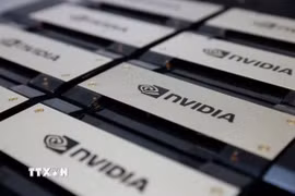 Siêu máy tính của Tập đoàn Nvidia. (Ảnh: Reuters/TTXVN)
