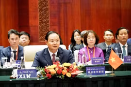 Ủy viên Ban Chấp hành Trung ương Đảng, Bí thư Tỉnh ủy Lai Châu Lê Minh Ngân phát biểu tại Hội nghị. (Ảnh: TTXVN phát)