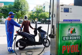 Một điểm bán xăng E10 RON95. (Ảnh: Lê Phước Ngọc/TTXVN)