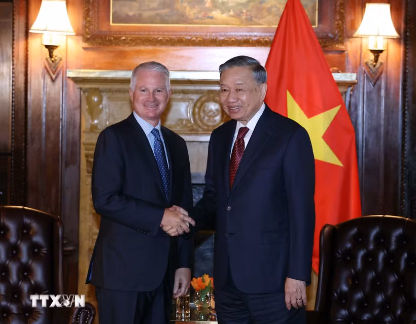 Tổng Bí thư, Chủ tịch nước Tô Lâm tiếp ông Chip Kaye, Chủ tịch Tập đoàn Warburg Pincus. (Ảnh: Thống Nhất/TTXVN)