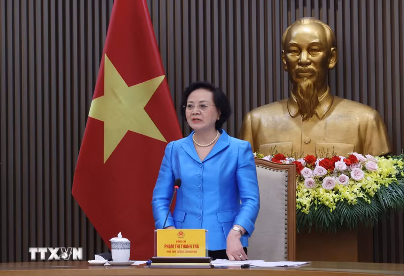 Phó Thủ tướng Phạm Thị Thanh Trà phát biểu chỉ đạo. (Ảnh: Lâm Khánh/TTXVN)