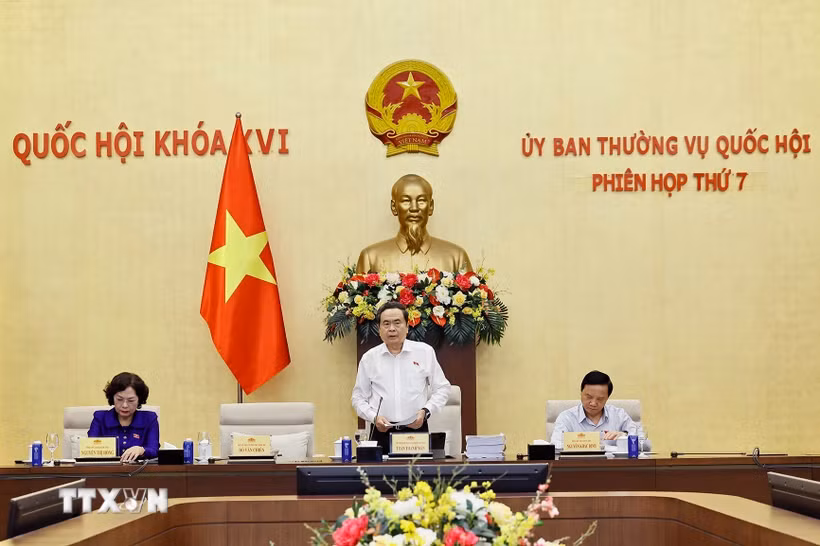Chủ tịch Quốc hội Trần Thanh Mẫn phát biểu khai mạc Phiên họp thứ 7 của Ủy ban Thường vụ Quốc hội. (Ảnh: Doãn Tấn/TTXVN)