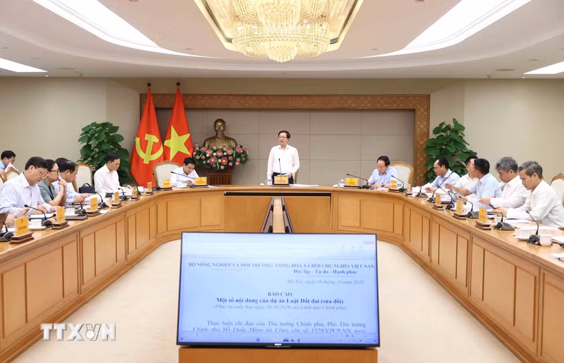 Phó Thủ tướng Hồ Quốc Dũng chủ trì họp về một số nội dung của dự án Luật Đất đai (sửa đổi). (Ảnh: An Đăng/TTXVN)