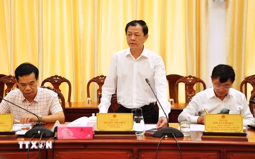 Ông Nguyễn Tri Thức phát biểu tại một buổi làm việc. (Ảnh: Ánh Tuyết/TTXVN)