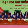 Đoàn Chủ tịch điều hành Đại hội đại biểu Đảng bộ thành phố Hải Phòng lần thứ nhất, nhiệm kỳ 2025-2030. (Ảnh: Dương Giang/TTXVN)