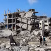 Các tòa nhà bị phá hủy trong xung đột tại Jabalia, phía Bắc Dải Gaza, ngày 24/10/2025. (Nguồn: THX/TTXVN)