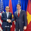 Bộ trưởng ngoại giao Việt Nam Lê Hoài Trung và Bộ trưởng ngoại giao Hoa Kỳ Marco Rubio tại cuộc gặp. (Ảnh: Việt Dũng/TTXVN)