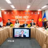 Tọa đàm “Tiếng Việt trong lòng Kyushu, Nhật Bản” diễn ra theo hình thức trực tiếp và trực tuyến, kết nối với đầu cầu Việt Nam. (Ảnh: Nguyễn Tuyến/TTXVN)