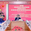 Trưởng Ban Chính sách, Chiến lược Trung ương Nguyễn Thanh Nghị phát biểu tại buổi làm việc với Đoàn đại biểu cán bộ, lãnh đạo Liên bang Nga. (Ảnh: Phương Hoa/TTXVN)