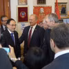 Chủ tịch Đảng Cộng sản Liên bang Nga Gennady Zyuganov đón Đặc phái viên của Tổng Bí thư Tô Lâm, Uỷ viên Bộ Chính trị, Bộ trưởng Ngoại giao Lê Hoài Trung. (Ảnh: Trần Hải/TTXVN)