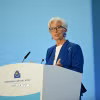 Chủ tịch ECB Christine Lagarde phát biểu tại cuộc họp báo ở Frankfurt, Đức. (Ảnh: THX/TTXVN phát)