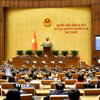 Quốc hội biểu quyết thông qua Nghị quyết của Quốc hội phê duyệt chủ trương đầu tư Chương trình mục tiêu quốc gia phát triển văn hóa - xã hội, nông thôn, dân tộc và miền núi giai đoạn 2026-2035. (Ảnh: Doãn Tấn/TTXVN)