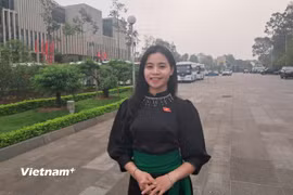 Đại biểu Quốc hội Lo Thị Bảo Vy sinh năm 2002, là người dân tộc Ơ Đu tại tỉnh Nghệ An. (Ảnh: Hùng Võ/Vietnam+)