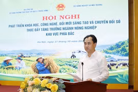 Bộ trưởng Bộ Nông nghiệp và Môi trường Trịnh Việt Hùng phát biểu tại hội nghị. (Ảnh: Khương Trung/Vietnam+)