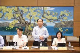 Trung tướng Trần Đức Thuận - Phó chủ nhiệm Ủy ban Quốc phòng, An ninh và Đối ngoại Quốc hội, Phó chủ tịch Nhóm Nghị sĩ hữu nghị Việt Nam - Slovakia; Đại biểu Quốc hội khóa XVI đoàn Nghệ An nêu ý kiến. (Ảnh: Khánh Duy)