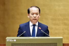 Bộ trưởng Bộ Tư pháp Hoàng Thanh Tùng phát biểu. (Ảnh: Doãn Tấn/TTXVN)