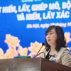 Bộ trưởng Bộ Y tế Đào Hồng Lan tại cuộc Họp báo. (Ảnh: PV/Vietnam+)