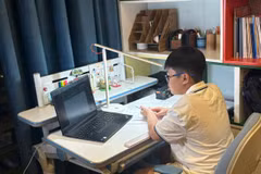 Nhờ Internet tốc độ cao và hệ thống Wifi Mesh của VNPT, việc học tập online của con cái lẫn giám sát an ninh trong nhà chị Thuý Anh trở nên dễ dàng hơn bao giờ hết. (Ảnh: PV/Vietnam+)